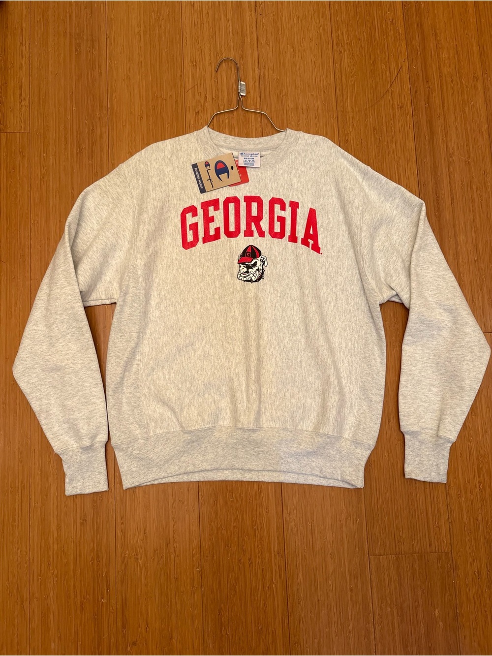 Champion Reverse Weave Georgia Bulldogs Crewneck Sweatshirt, M, Gray